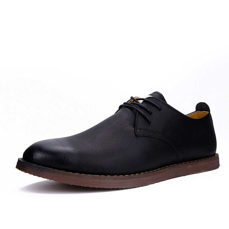 秋冬新风尚 男士深灰色系带休闲皮鞋，商务休闲两相宜